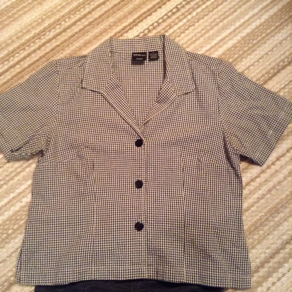 Erika black and white checkered blouse